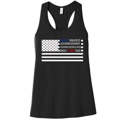 Funny BidenS Greatest Accomplishment Is Showing Trump 2024 Women's Racerback Tank