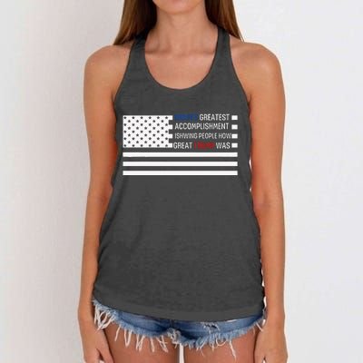 Funny BidenS Greatest Accomplishment Is Showing Trump 2024 Women's Knotted Racerback Tank