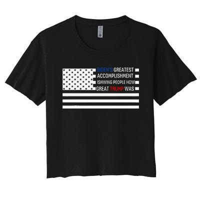 Funny BidenS Greatest Accomplishment Is Showing Trump 2024 Women's Crop Top Tee