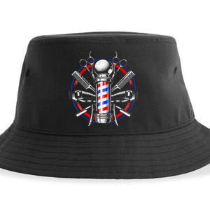 Funny Barber Gift For Men Barbershop Pole Tools Hairstylist Sustainable Bucket Hat