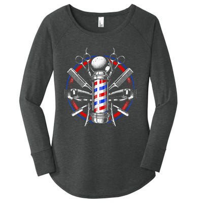 Funny Barber Gift For Men Barbershop Pole Tools Hairstylist Women's Perfect Tri Tunic Long Sleeve Shirt