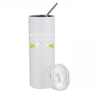 Funny Bartendings Gift Saint Patricks Day Shamrock Bar Pub Gift Stainless Steel Tumbler