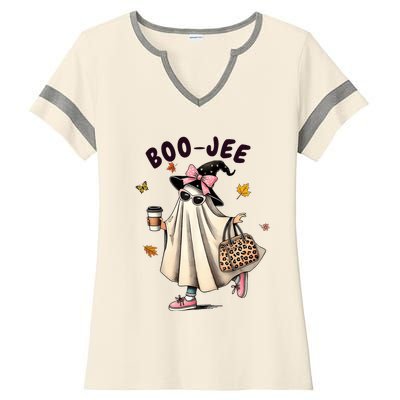 Funny Boojee Ghost Halloween Boo Jee Ghost Spooky Season Ladies Halftime Notch Neck Tee