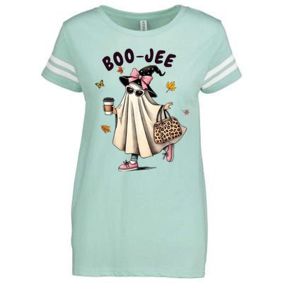 Funny Boojee Ghost Halloween Boo Jee Ghost Spooky Season Enza Ladies Jersey Football T-Shirt