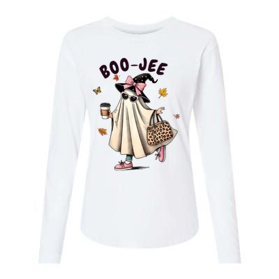 Funny Boojee Ghost Halloween Boo Jee Ghost Spooky Season Womens Cotton Relaxed Long Sleeve T-Shirt