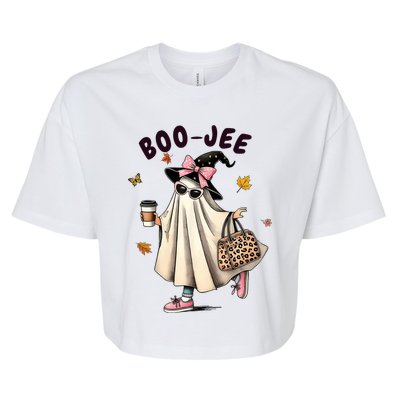 Funny Boojee Ghost Halloween Boo Jee Ghost Spooky Season Bella+Canvas Jersey Crop Tee