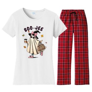 Funny Boojee Ghost Halloween Boo Jee Ghost Spooky Season Women's Flannel Pajama Set