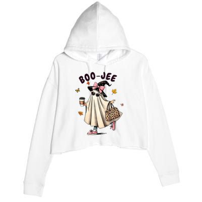 Funny Boojee Ghost Halloween Boo Jee Ghost Spooky Season Crop Fleece Hoodie