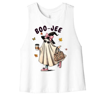 Funny Boojee Ghost Halloween Boo Jee Ghost Spooky Season Women's Racerback Cropped Tank