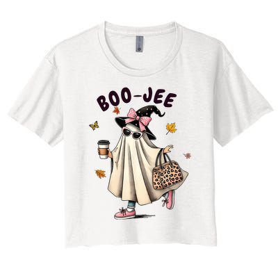 Funny Boojee Ghost Halloween Boo Jee Ghost Spooky Season Women's Crop Top Tee