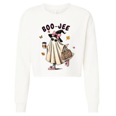 Funny Boojee Ghost Halloween Boo Jee Ghost Spooky Season Cropped Pullover Crew