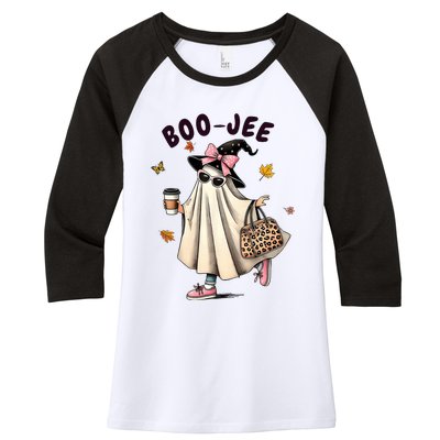 Funny Boojee Ghost Halloween Boo Jee Ghost Spooky Season Women's Tri-Blend 3/4-Sleeve Raglan Shirt