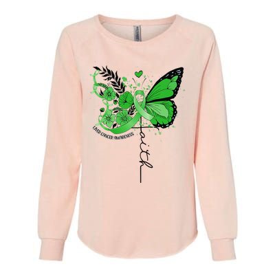 Faith Butterfly Green Ribbon Liver Cancer Awareness Womens California Wash Sweatshirt