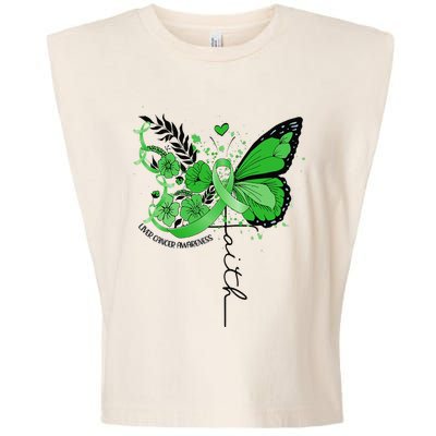 Faith Butterfly Green Ribbon Liver Cancer Awareness Garment-Dyed Women's Muscle Tee