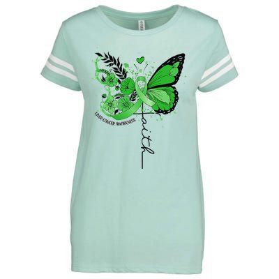 Faith Butterfly Green Ribbon Liver Cancer Awareness Enza Ladies Jersey Football T-Shirt