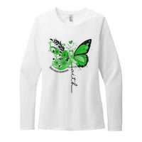 Faith Butterfly Green Ribbon Liver Cancer Awareness Womens CVC Long Sleeve Shirt