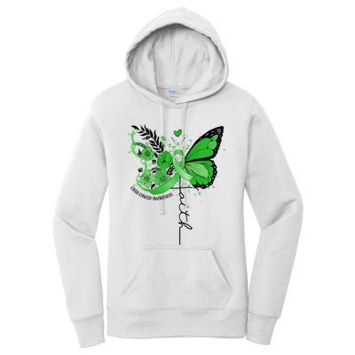 Faith Butterfly Green Ribbon Liver Cancer Awareness Women's Pullover Hoodie