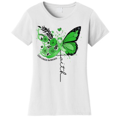 Faith Butterfly Green Ribbon Liver Cancer Awareness Women's T-Shirt