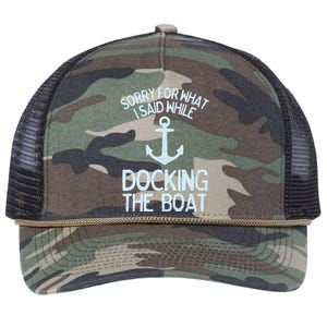 Funny Boating Gift Sorry What I Said Docking Boat Retro Rope Trucker Hat Cap