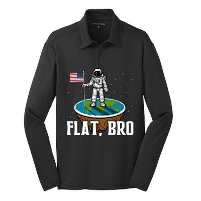 Flat Bro Gift The Earth Is Flat Gift Silk Touch Performance Long Sleeve Polo