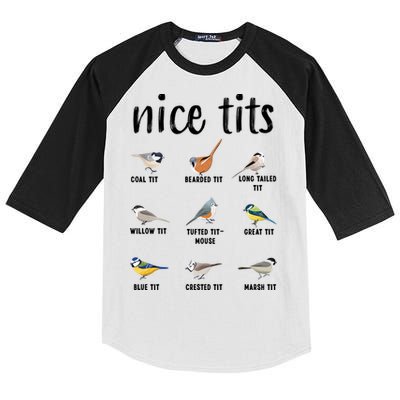 Funny Bird Gift Nice Tits Ornithology Kids Colorblock Raglan Jersey