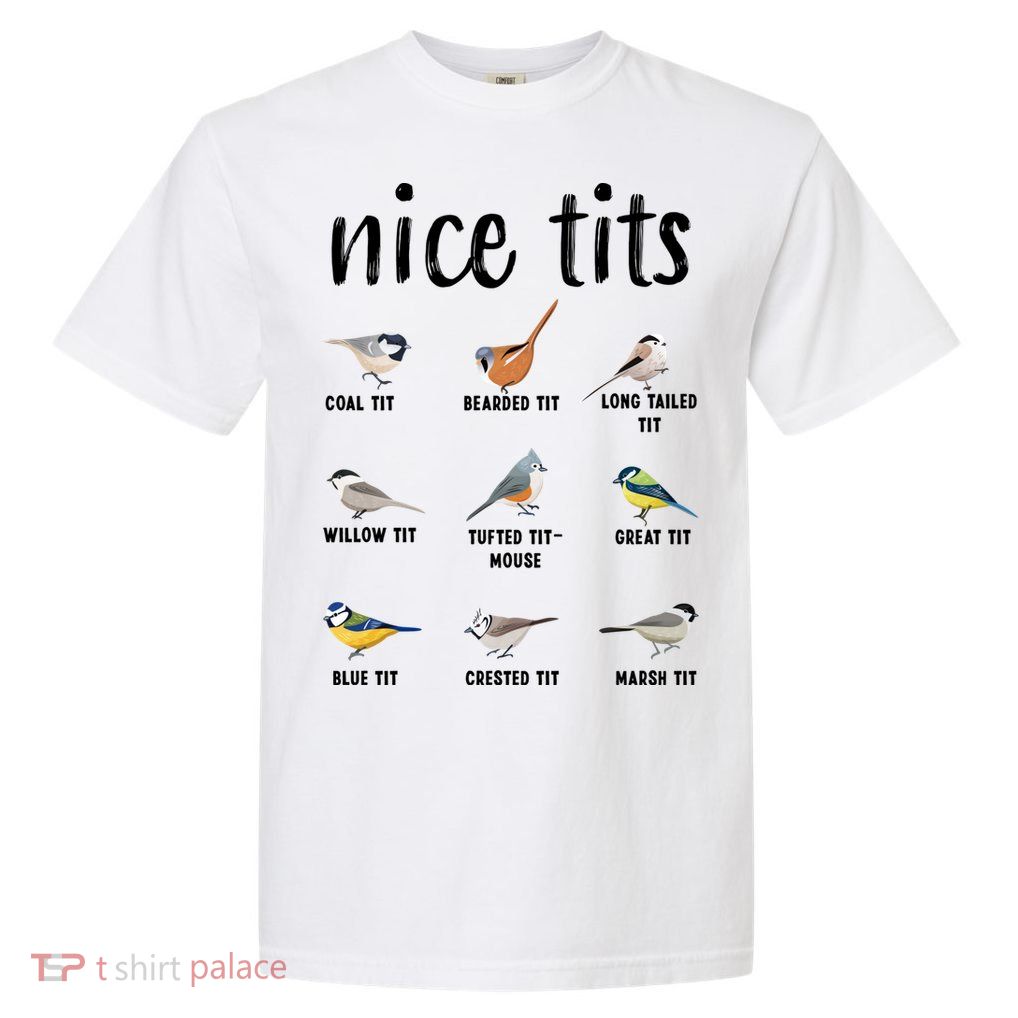Funny Bird Gift Nice Tits Ornithology Garment-Dyed Heavyweight T-Shirt