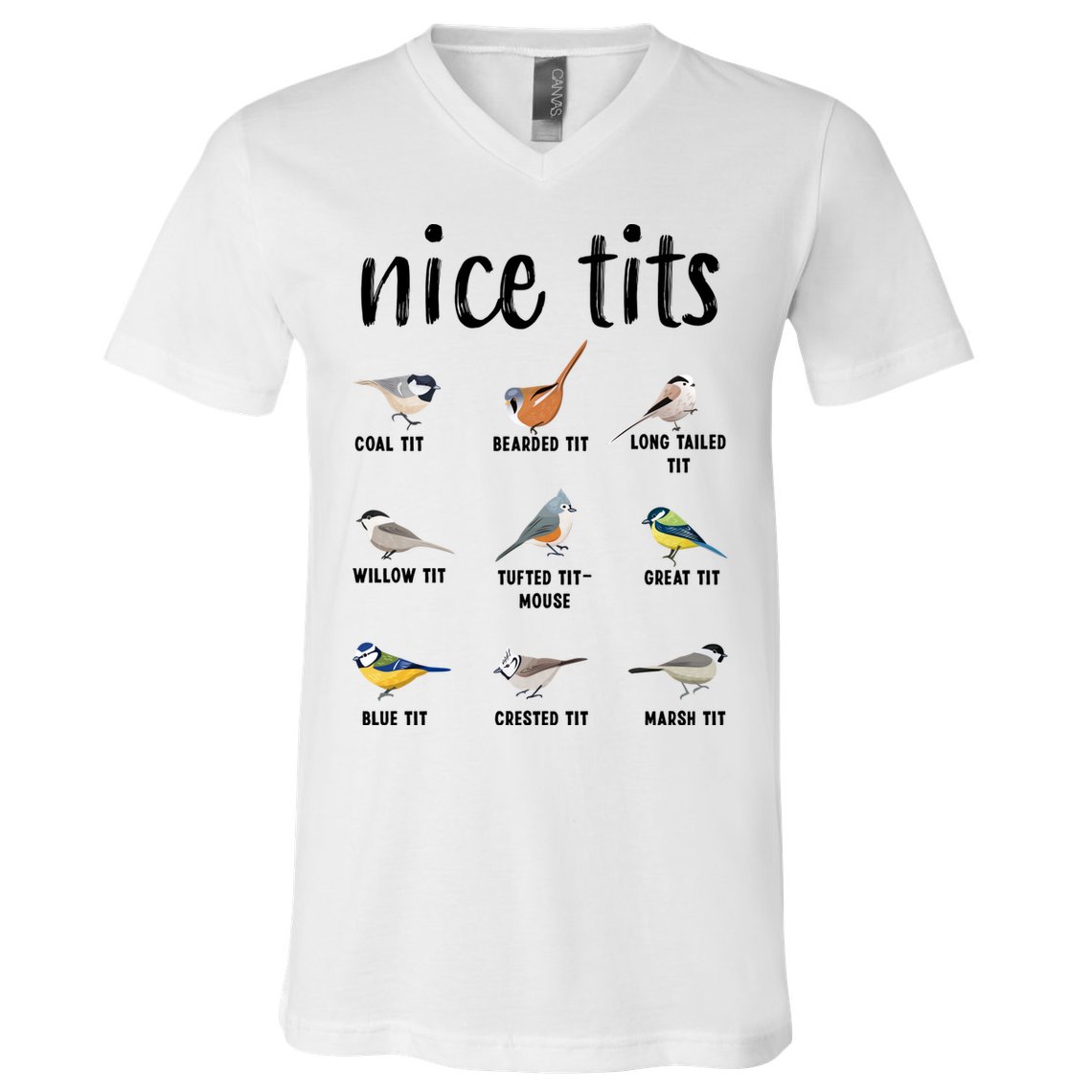 Funny Bird Gift Nice Tits Ornithology V-Neck T-Shirt