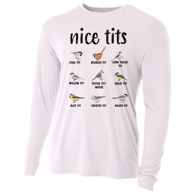 Funny Bird Gift Nice Tits Ornithology Cooling Performance Long Sleeve Crew