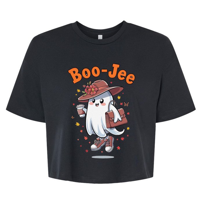 Funny Boojee Ghost Halloween Boo Jee Ghost Spooky Season Bella+Canvas Jersey Crop Tee