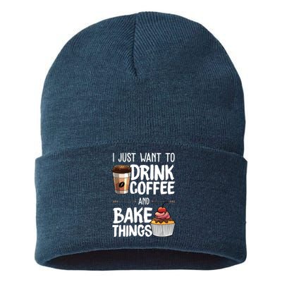 Funny Baking Gift For Men Women Baker Drinking Coffee Lover Sustainable Knit Beanie