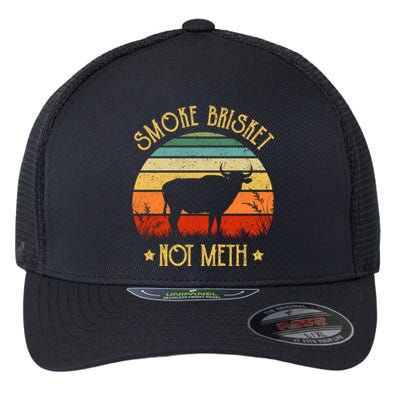 Funny Bbq Gift Smoke Brisket Not Meth Grilling Fathers Day Gift Flexfit Unipanel Trucker Cap