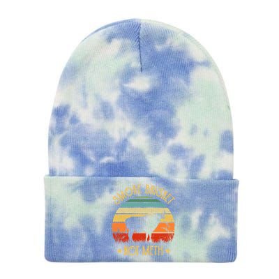 Funny Bbq Gift Smoke Brisket Not Meth Grilling Fathers Day Gift Tie Dye 12in Knit Beanie