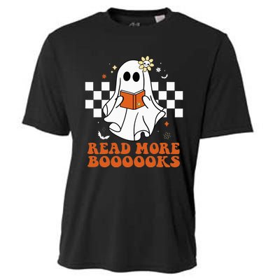 Funny Booooks Ghost Read More Books Cute Teacher Halloween Cooling Performance Crew T-Shirt