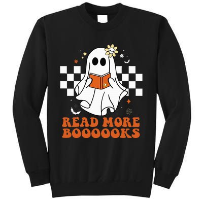 Funny Booooks Ghost Read More Books Cute Teacher Halloween Sweatshirt