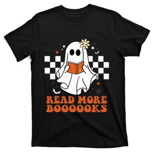 Funny Booooks Ghost Read More Books Cute Teacher Halloween T-Shirt