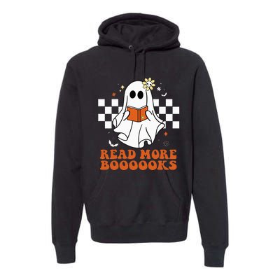 Funny Booooks Ghost Read More Books Cute Teacher Halloween Premium Hoodie