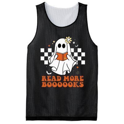 Funny Booooks Ghost Read More Books Cute Teacher Halloween Mesh Reversible Basketball Jersey Tank