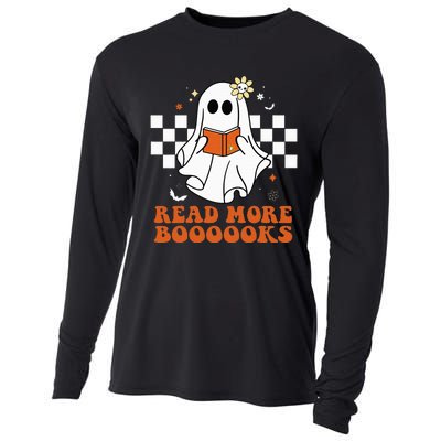 Funny Booooks Ghost Read More Books Cute Teacher Halloween Cooling Performance Long Sleeve Crew