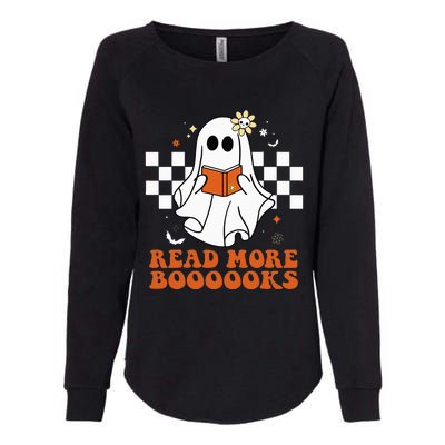 Funny Booooks Ghost Read More Books Cute Teacher Halloween Womens California Wash Sweatshirt