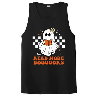 Funny Booooks Ghost Read More Books Cute Teacher Halloween PosiCharge Competitor Tank