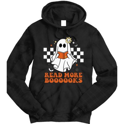 Funny Booooks Ghost Read More Books Cute Teacher Halloween Tie Dye Hoodie