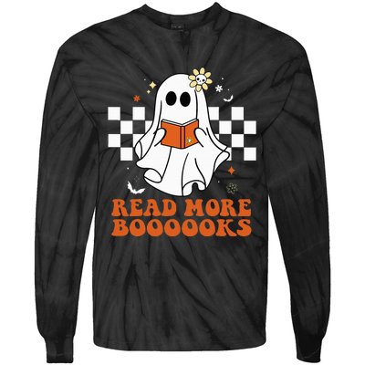 Funny Booooks Ghost Read More Books Cute Teacher Halloween Tie-Dye Long Sleeve Shirt