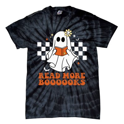 Funny Booooks Ghost Read More Books Cute Teacher Halloween Tie-Dye T-Shirt