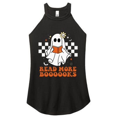 Funny Booooks Ghost Read More Books Cute Teacher Halloween Women's Perfect Tri Rocker Tank