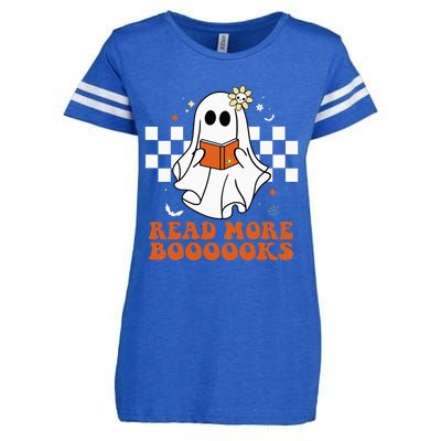 Funny Booooks Ghost Read More Books Cute Teacher Halloween Enza Ladies Jersey Football T-Shirt