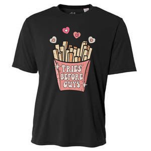 Fries Before Guys Foodie Lover Valentine Cartoon Graphic Cooling Performance Crew T-Shirt