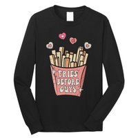 Fries Before Guys Foodie Lover Valentine Cartoon Graphic Long Sleeve Shirt