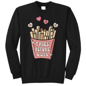 Fries Before Guys Foodie Lover Valentine Cartoon Graphic Sweatshirt