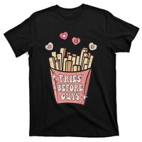 Fries Before Guys Foodie Lover Valentine Cartoon Graphic T-Shirt