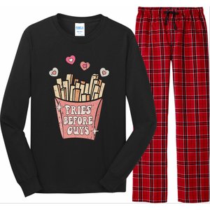 Fries Before Guys Foodie Lover Valentine Cartoon Graphic Long Sleeve Pajama Set